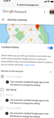 aplikacja Google obsługująca lokalizację na iOS
