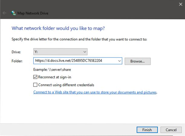 Mapping OneDrive as Network Drive in Windows 10