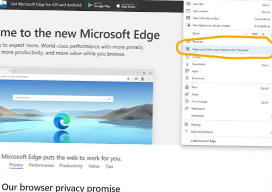 microsoft edge reading list