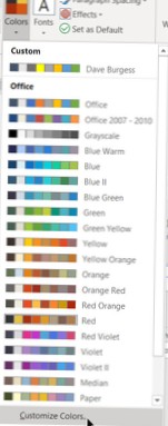 códigos de cores de palavras da microsoft
