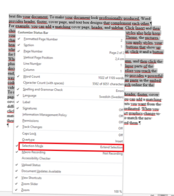 microsoft word keeps selecting text
