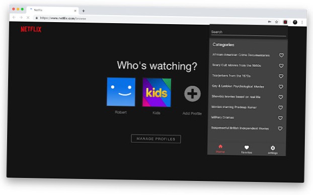 extensão de categorias ocultas netflix