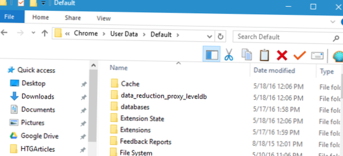 nessuna cartella predefinita nei dati chromeuser