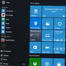 no hay mosaicos en el menú de inicio de Windows 10