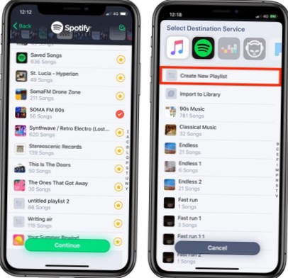 otevřete seznam skladeb Spotify v Apple Music