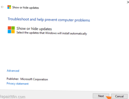 zabránit nebo zastavit přeinstalování konkrétní aktualizace nebo ovladače v systému Windows 10