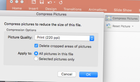 réduire la taille du fichier PowerPoint