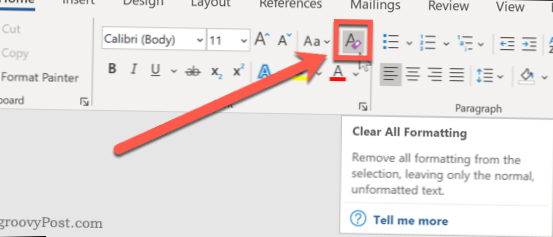 remove formatting in word