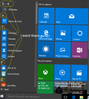 ta bort startmeny windows 10
