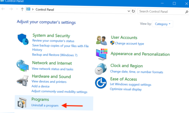 Usuń składniki systemu Windows 10