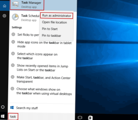 exécuter le gestionnaire de tâches en tant que commande admin