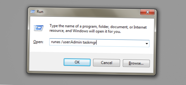 run task manager as admin from run