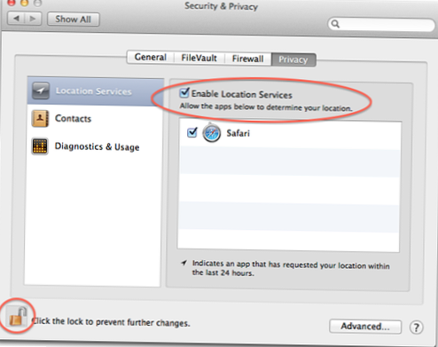 servizi di localizzazione safari mac