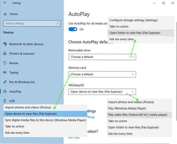Imposta le impostazioni predefinite di AutoPlay in Windows 10