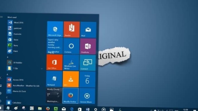 spusťte pozadí nabídky systému Windows 10