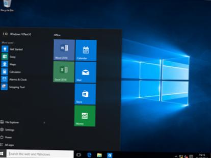 menú de inicio para windows 10