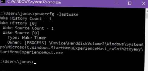 StartMenuExperienceHost.exe wake timer