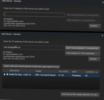 odkaz na připojení k parnímu serveru