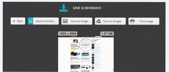 Maak screenshots van een volledige webpagina met Nimbus Screenshot