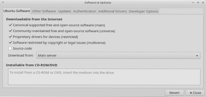 Rozdíly mezi multivesmírem, vesmírem, omezeným a hlavními úložišti v Ubuntu