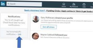 schakel verjaardagsmelding op linkedin uit