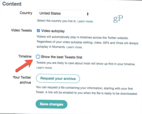 Twitter in ordine cronologico desktop