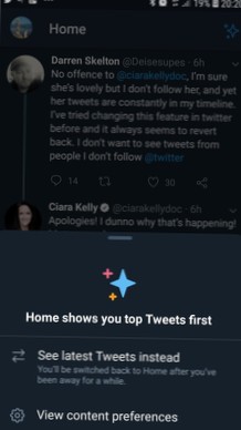 Twitter wechselt immer wieder zu Top-Tweets