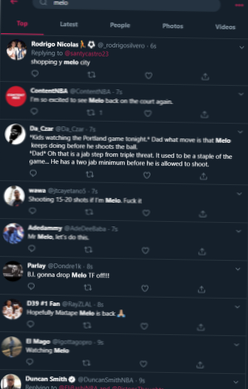 căutarea pe twitter nu afișează tweet-uri de top