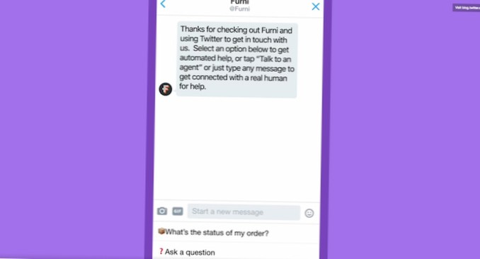 Twitter esempi di messaggi di benvenuto