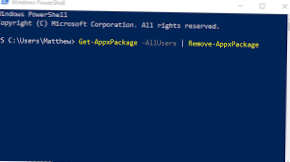 Odinstaluj domyślne aplikacje PowerShell dla systemu Windows 10