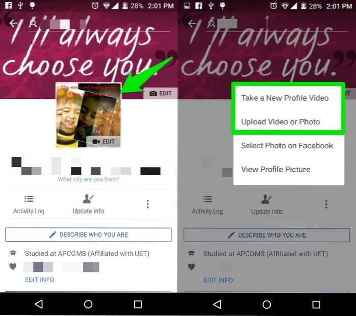 Usa un video come immagine del tuo profilo Facebook invece di una foto