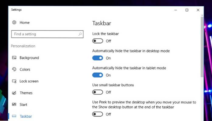 Suggerimenti utili per nascondere e personalizzare la barra delle applicazioni in Windows 10