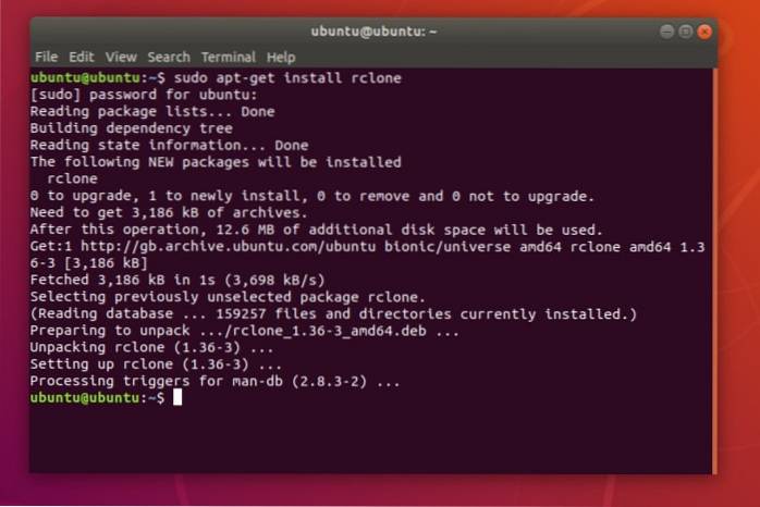 Utilizzo di Rclone per la sincronizzazione con più provider di archiviazione cloud in Linux