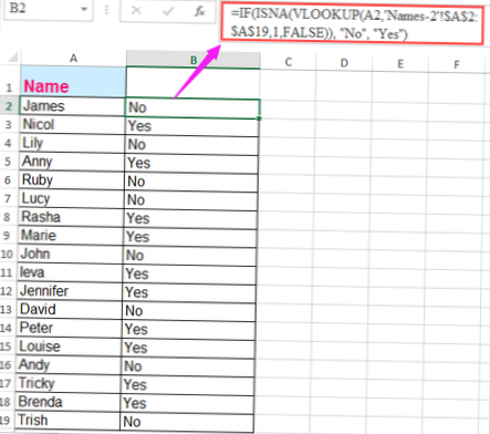 vlookup para listas de referência cruzada