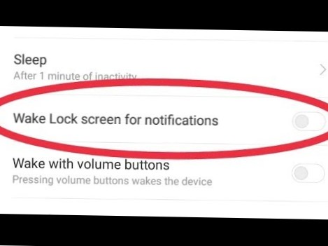 wake lock screen for notification meaning in hindi
