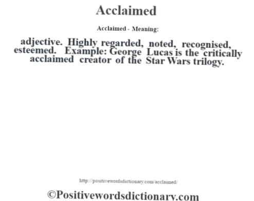 what is critically acclaimed mean