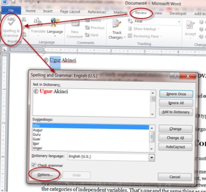 what is document dictionary in ms word