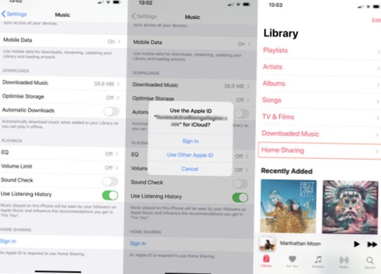 co je domácí sdílení na Apple Music