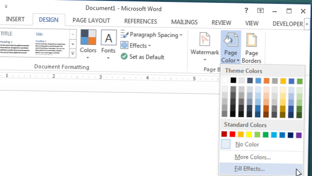 what is page background in ms word