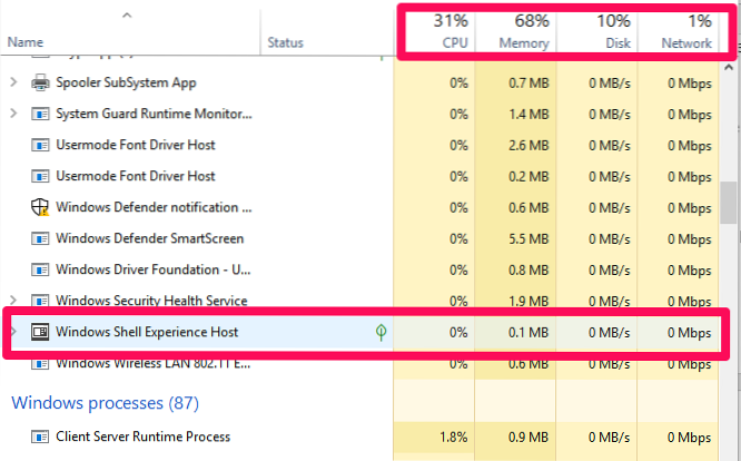 Vad är värd för Windows Shell Experience och varför tar det upp så mycket minne?