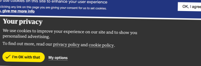 de ce site-urile web au avertismente privind cookie-urile