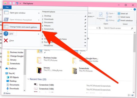 windows 10 ryd ansøgning om nylige filer