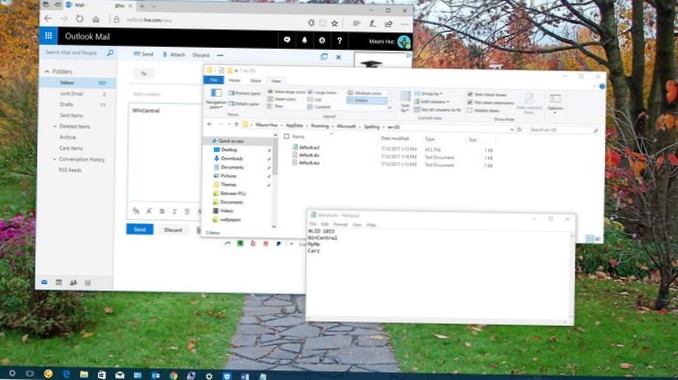 posizione del dizionario di Windows 10