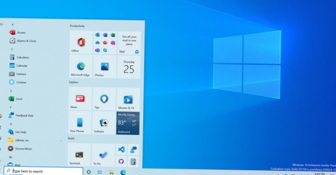 Nowy projekt systemu Windows 10