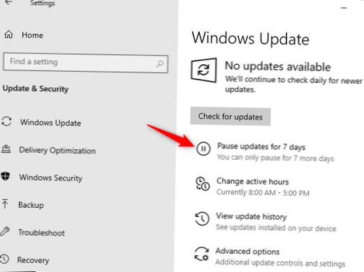 Windows 10 sospende gli aggiornamenti