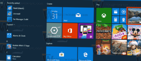 fotografie Windows 10 nastaveny jako dlaždice aplikace