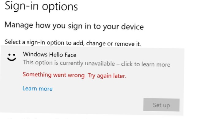 Windows 10 pin něco se pokazilo