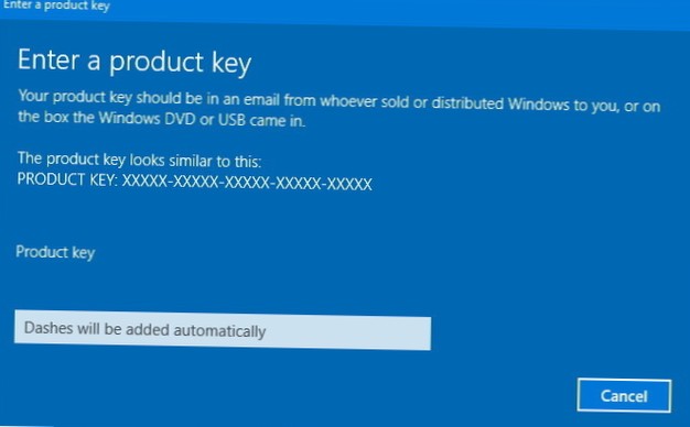 Windows 10 produktnyckelinstallation