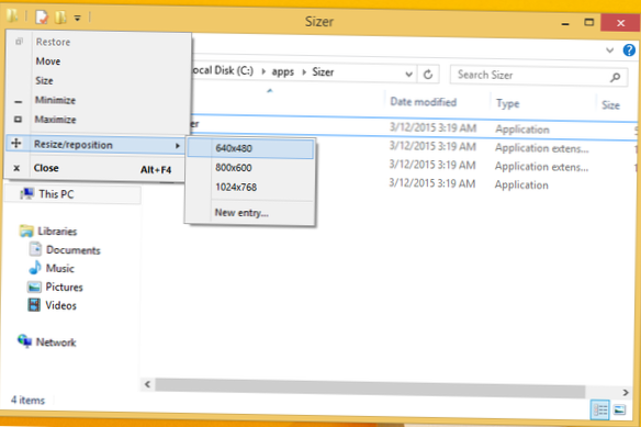 windows 10 resize window to specific size