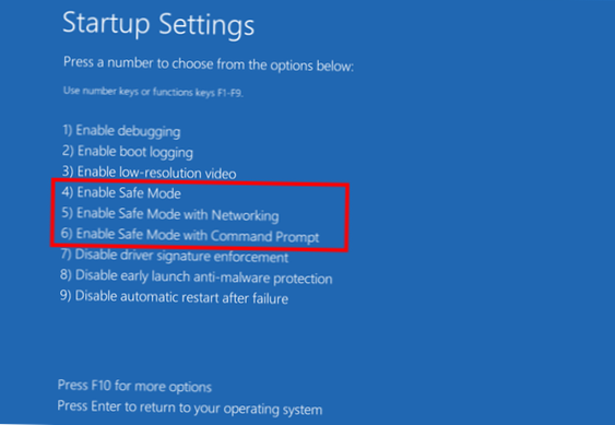 Modo de segurança do Windows 10 do BIOS